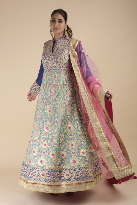 Teal Gota Embroidered Anarkali Set