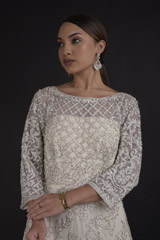 Off White Sequins Gown_DTR0306