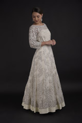 Off White Sequins Gown_DTR0312