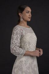 Off White Sequins Gown_DTR0313
