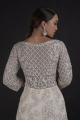 Off White Sequins Gown_DTR0316