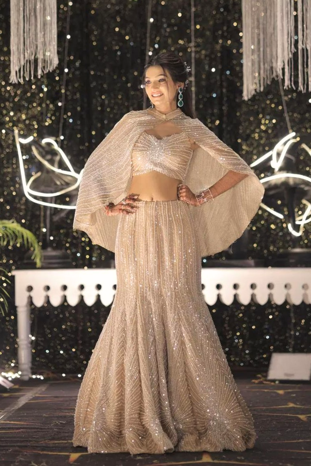 Beige Fishcut Outfit with Cape2