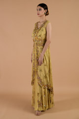 Beige Two Layered Gown_DTR4341