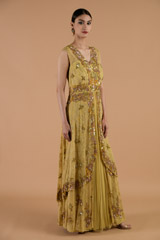 Beige Two Layered Gown_DTR4346