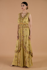 Beige Two Layered Gown_DTR4348