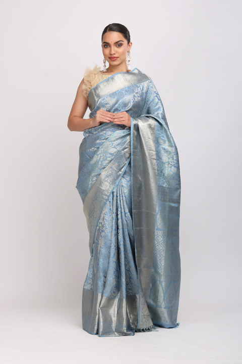 Powder Blue Silk Saree