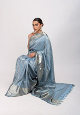 Powder Blue Silk SareeIMG_6333