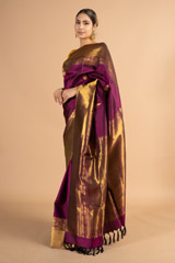 Magenta Silk Woven SareeDSC00701