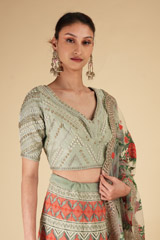 Mint Floral Embroidered LehengaDSC07053