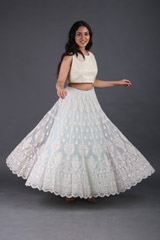 Mint Tissue Embroidered Top Bottom Set