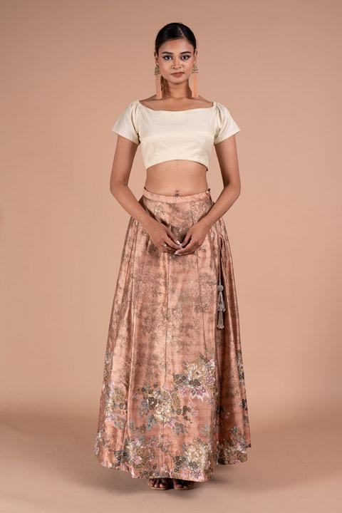 Crop top And Panelled Skirt Set