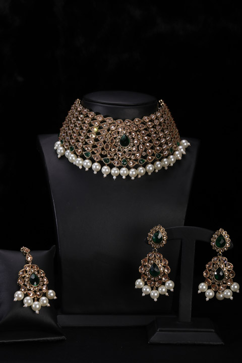 Golden Pearl Choker Necklace Set