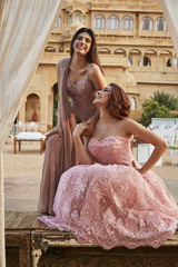 Pink 3D Floral Gown3