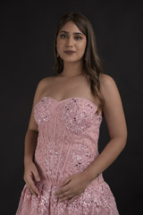 Pink 3D Floral Gown_DTR1350