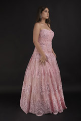 Pink 3D Floral Gown_DTR1353