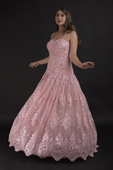 Pink 3D Floral Gown_DTR1358
