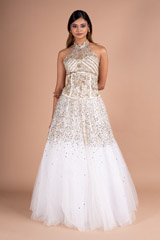Halter Neck Off White Tulle Top And Bottom SetDSC07123