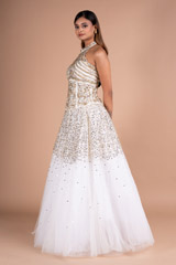 Halter Neck Off White Tulle Top And Bottom SetDSC07124
