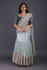Blue Embellished Saree Gown1340_video