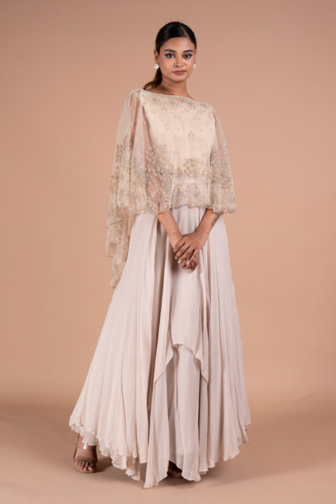 Hand embroidered Top Bottom Set