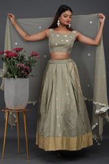 Handwoven Olive Chanderi LehengaIMG_6354