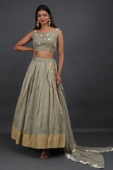Handwoven Olive Chanderi LehengaIMG_6366