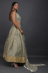 Handwoven Olive Chanderi LehengaIMG_6369