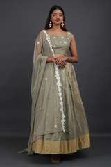Handwoven Olive Chanderi Lehenga