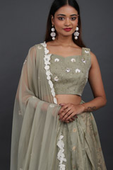 Handwoven Olive Chanderi LehengaIMG_6381
