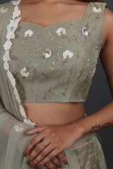 Handwoven Olive Chanderi LehengaIMG_6384