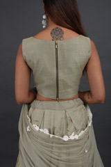 Handwoven Olive Chanderi LehengaIMG_6392