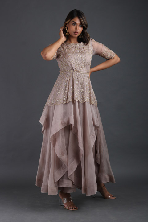 Grey Peplum Gown