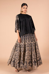 BLACK EMBROIDERED TOP BOTTOM SETDSC09486