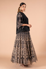 BLACK EMBROIDERED TOP BOTTOM SETDSC09489