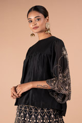 BLACK EMBROIDERED TOP BOTTOM SETDSC09494