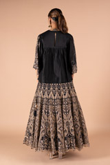 BLACK EMBROIDERED TOP BOTTOM SETDSC09502