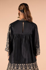 BLACK EMBROIDERED TOP BOTTOM SETDSC09503