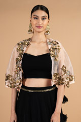 Black and Gold Cape LehengaDSC04263