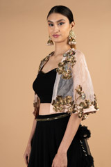 Black and Gold Cape LehengaDSC04264