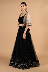 Black and Gold Cape LehengaDSC04265