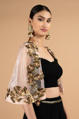 Black and Gold Cape LehengaDSC04266