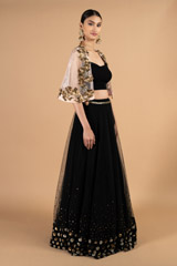 Black and Gold Cape LehengaDSC04267