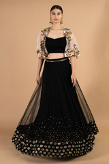 Black and Gold Cape LehengaDSC04268