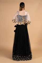 Black and Gold Cape LehengaDSC04269
