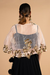 Black and Gold Cape LehengaDSC04270