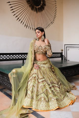 Green Chanderi Gota Lehenga SetDSC05275
