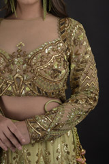 Green Chanderi Gota Lehenga Set_DTR1316