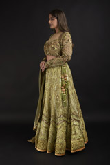 Green Chanderi Gota Lehenga Set_DTR1318