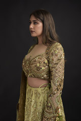 Green Chanderi Gota Lehenga Set_DTR1320