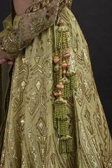 Green Chanderi Gota Lehenga Set_DTR1321